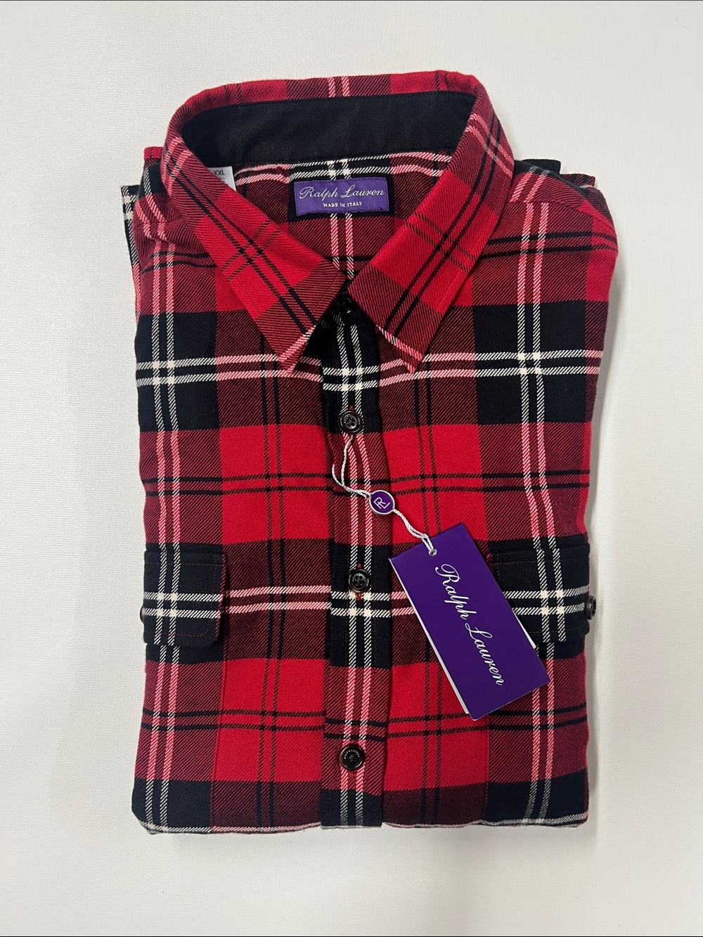 NWT Ralph Lauren Purple Label Buffalo Plaid Button-Down Shirt